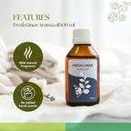 Roots & Above Pure Natural Fresh Linen Essential Oil 3.38 Oz/100 ml Oils for Skin, Hair Care, Massage, Diffusers, Humidifiers, DIY Beauty, Home Candle Making & Self-Care