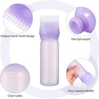 3PCS Root Comb Applicator Bottle 6oz,Hair Oil Applicator with Graduated Scale, Hair Oiling Bottle Brush for Home or Salon Use（3 Colors