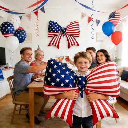 2 PCS Patriotic Bow Foil Balloons, 38 Inch Large American Flag Balloons - Image 7