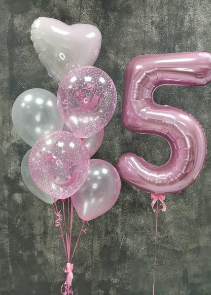 5 Balloon Numbers Birthday Decorations, 40In Pink Balloons - Image 3