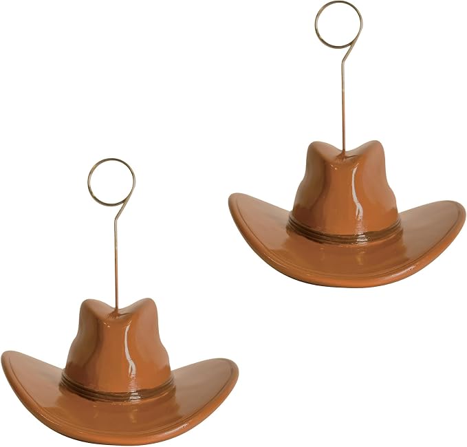 Beistle Cowboy Hat Photo Balloon Holders, Rustic Brown Western Party Decoration by Beistle