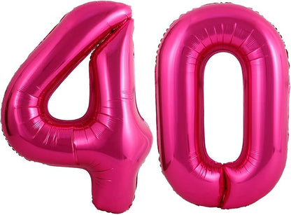40 Inch Hot Pink 40 Number Balloons Giant Jumbo Huge 40 Foil Mylar Helium by LHOAVWE