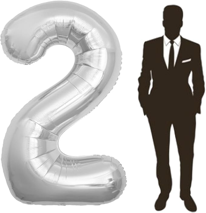 65 Inch Giant Silver Foil Number Balloon, Old Children's Birthday Party Helium by Yimenbloon
