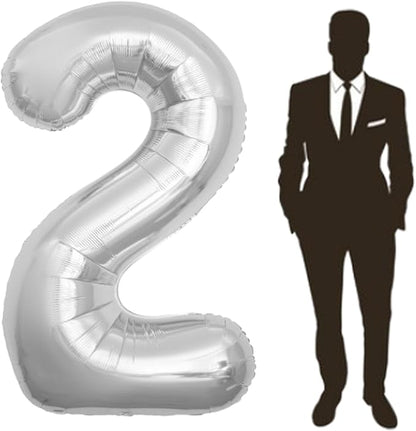 65 Inch Giant Silver Foil Number Balloon, Old Children's Birthday Party Helium by Yimenbloon