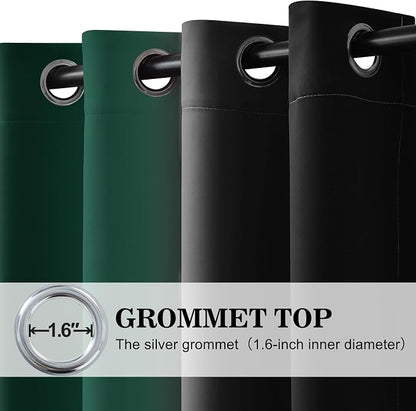 Yakamok Blackout Ombre Dark Green and Black Curtains-Gradient Room Darkening - Image 3