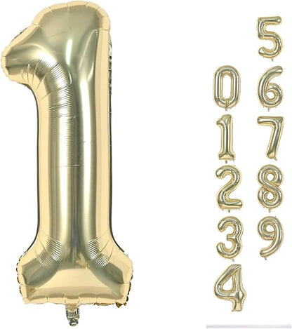 Champagne Gold Number 1 Balloons, 40 In Large Light Gold Number 1 Foil Helium by Lingqiang
