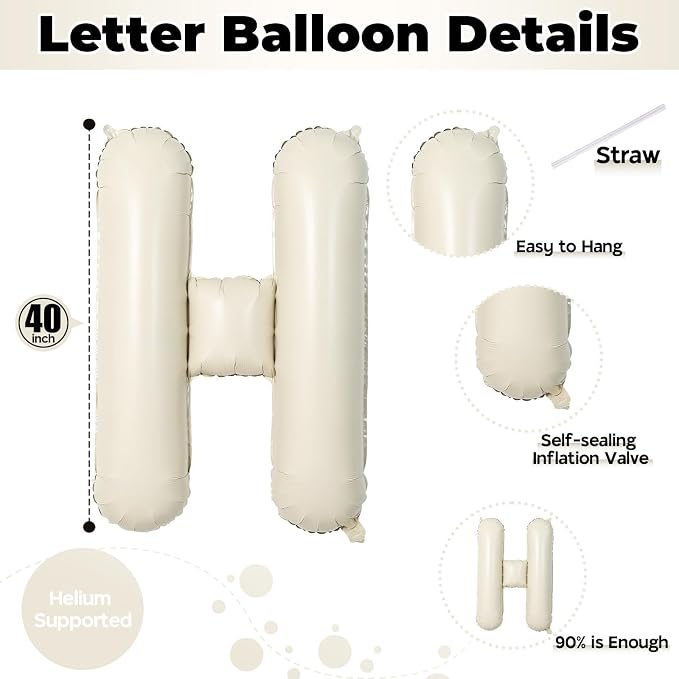40 Inch Beige OH BABY Balloon for Baby Shower, Large Cream White Oh Baby - Image 7