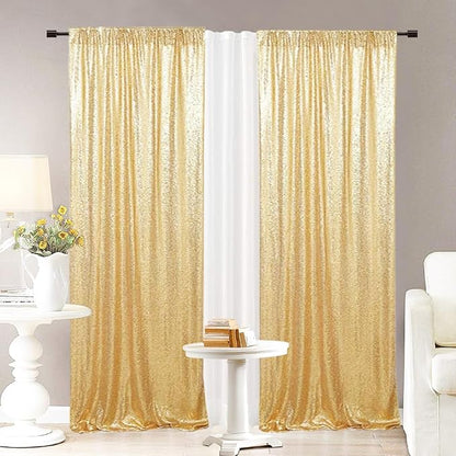 Eternal Beauty Gold 3mm Sequin Backdrop 2x8 Ft 2 Pack Wedding | Dense Sparkle - Image 6