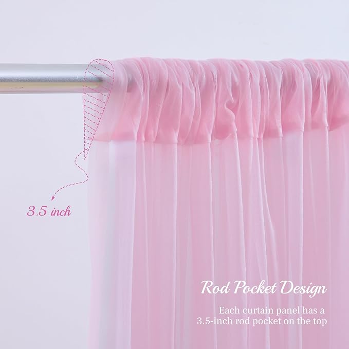 10x8ft Baby Pink Tulle Backdrop Curtain - Image 5