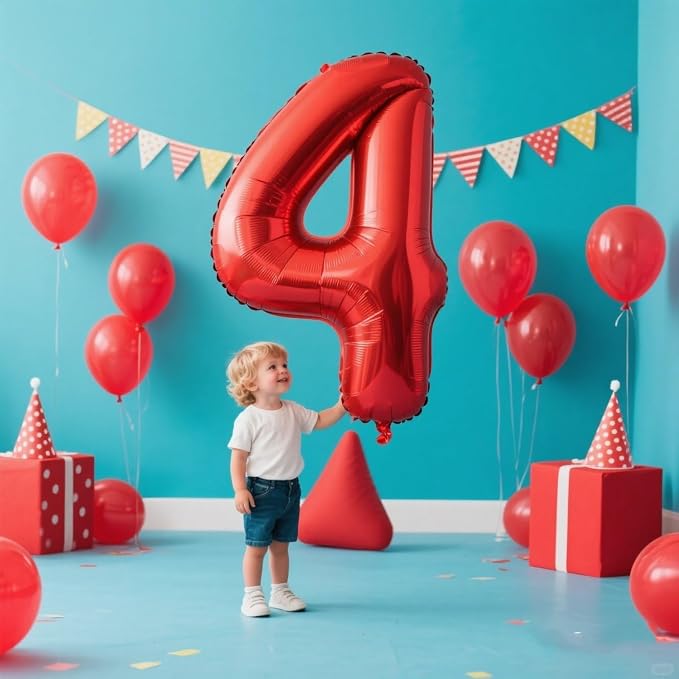 4 Balloon 40 inch Red Number Balloons - Image 2