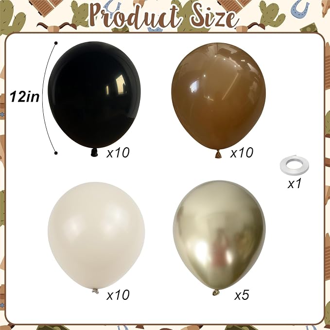 Brown Black Gold Balloons, 12 Inch Neutral Brown Tan Nude Black Beige Ivory - Image 2