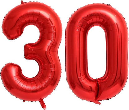 40 Inch Red Number 30 Balloons Giant 30 Balloons Red Dirty 30 Birthday Balloons by LHOAVWE