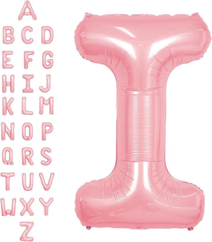 SUWEN 40 Inch Pink Large I Letter Balloons Big Foil Helium A-Z | Jumbo Mylar by SUWEN