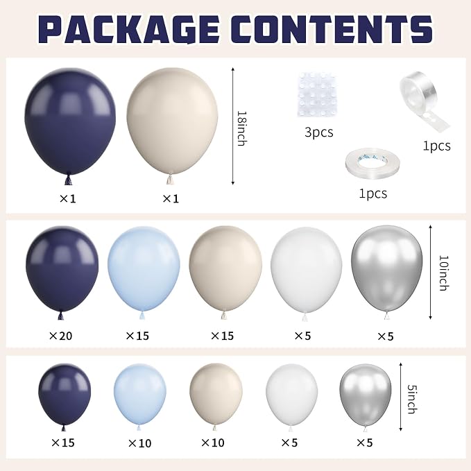Navy Blue Silver Balloon Garland Arch Kit - Image 2