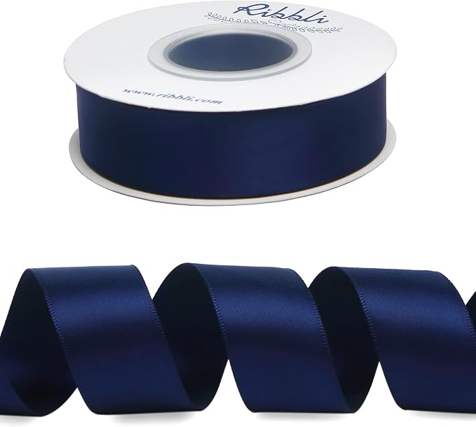 Ribbli Navy Double Faced Satin Ribbon, 1” x Continuous 25 Yards, Use - Image 2