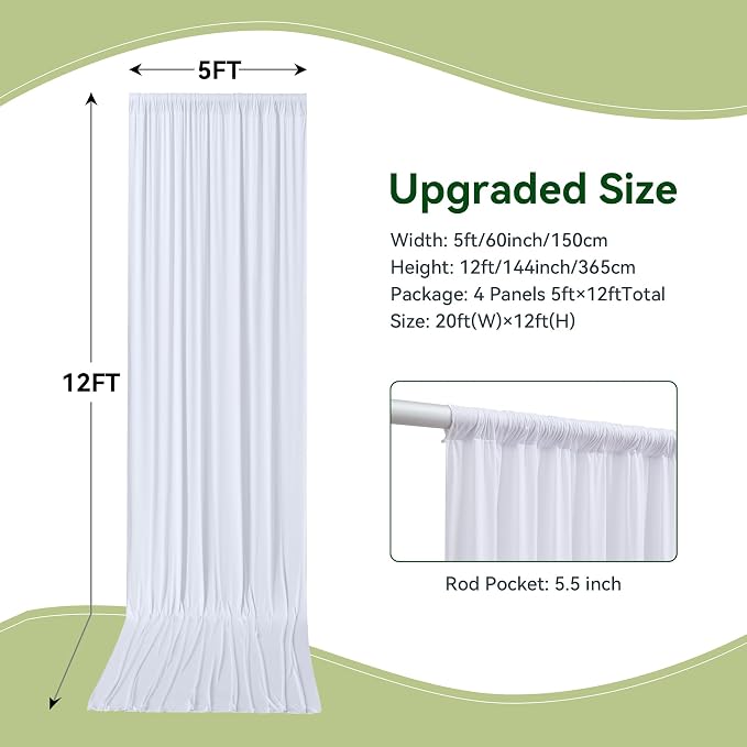 20×12ft White Wrinkle Free Backdrop Curtain - Image 4