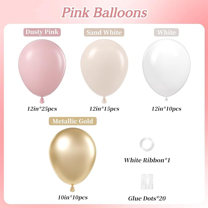 60pcs Pink and Gold Balloons 12inch - Image 2