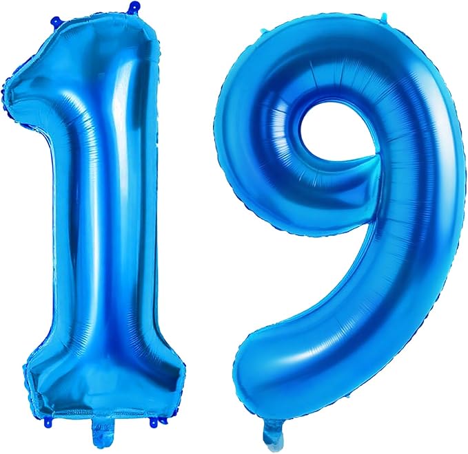 Number 19 Balloons for 19th Birthday Party Decorations, 0-100 Large No.19 by Joycard