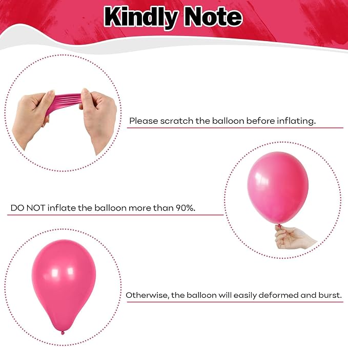 Pink Balloons Set 12 Inch Hot Pink and White Balloons 35 Pcs Rose Red Light - Image 3