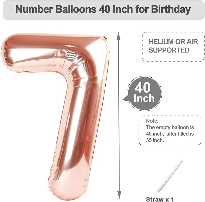 Number Balloons 40 Inch Rose Gold 6 Balloon - Image 5