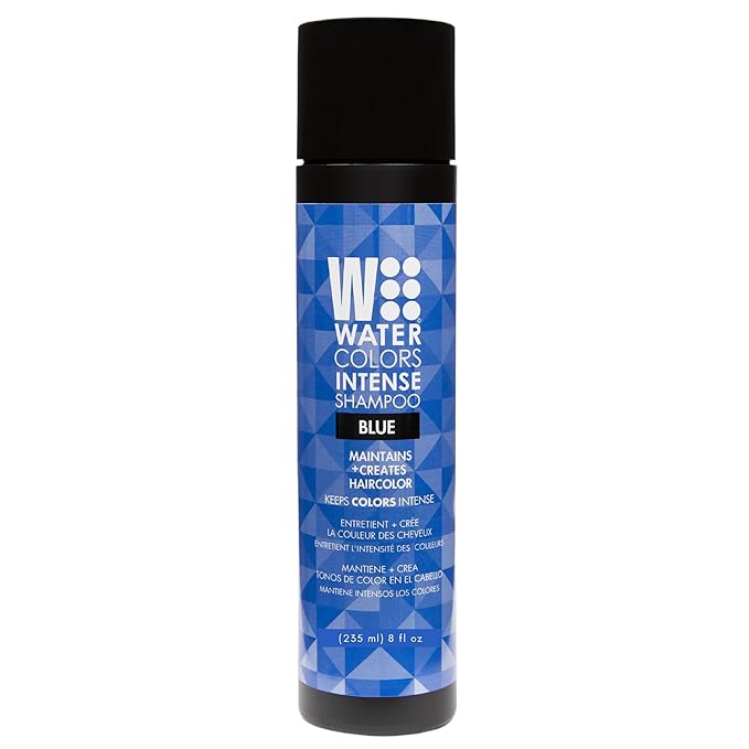 Watercolors by Tressa INTENSE 3-in-1 Color Depositing Shampoo, Semi Permanent Hair Color, Hair Dye Shampoo for Curly, Dry, and Normal Hair, 8 fl oz - BLUE