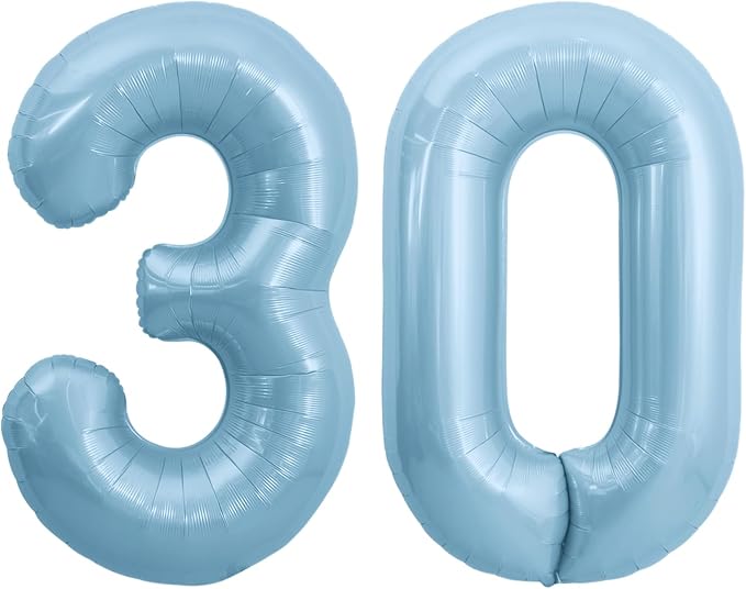TONIFUL 40 Inch Pastel Blue Number 3 and 0 Foil Balloons Large Mylar Foil Digit by TONIFUL