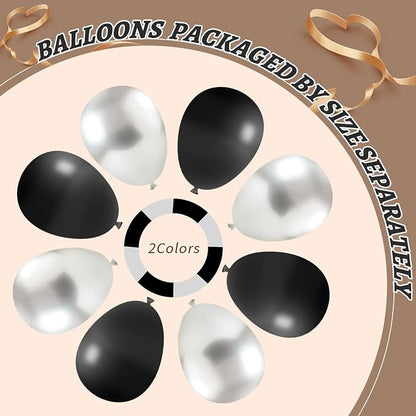 412Pcs Black and Silver Balloons Arch Kit, Latex Balloons Different Sizes 18 12 - Image 4