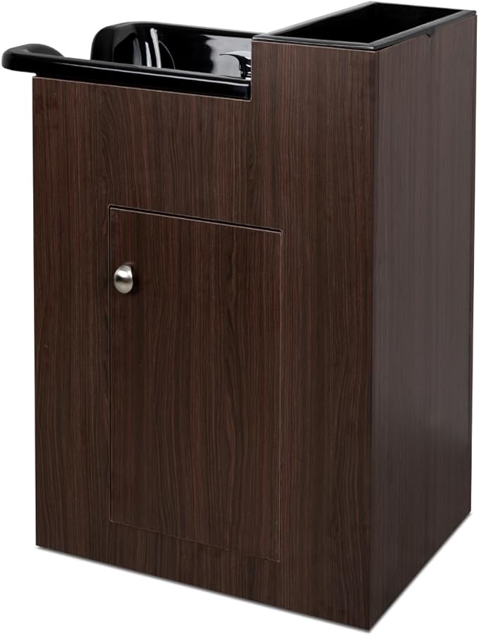Cumberland Shampoo Bowl Cabinet in Walnut - Cabinet Only | Minerva Beauty