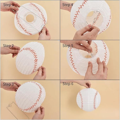 BEISHIDA 12 Inch Football Paper Lanterns 6 Packs Hanging Round Chinese Lantern - Image 3