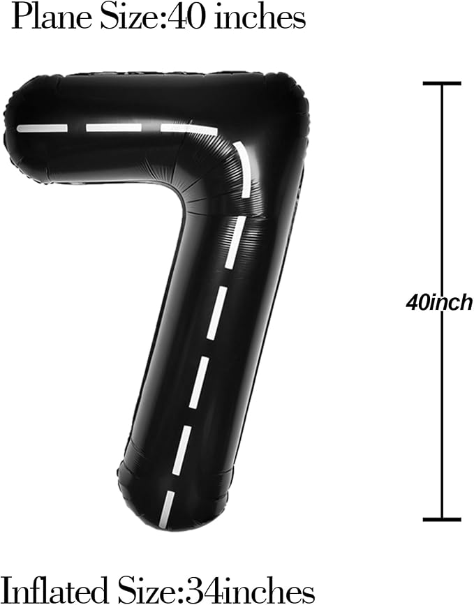 Race Car 40 Inch Black 7 Big Large Helium Balloon Number 0-9 | Track Giant - Image 5