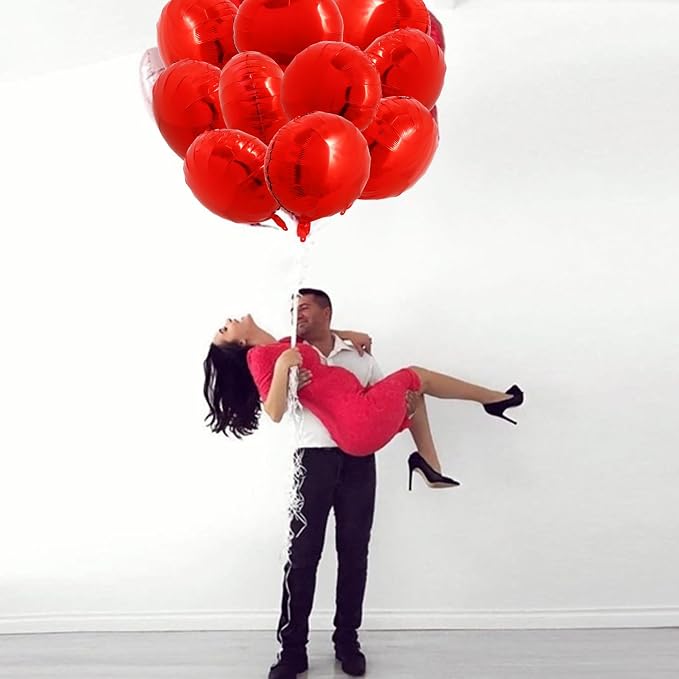 TONIFUL 30Pcs 18 Inch Round Balloons Large Red Round Shape Foil Ballons Big Red - Image 4