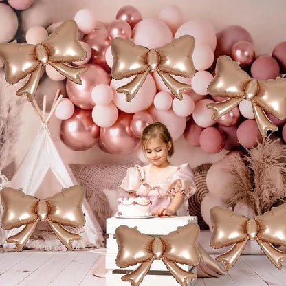 6 Pieces Bow Balloons, Rose Gold Matte Metallic Foil Bow Balloon - Image 4