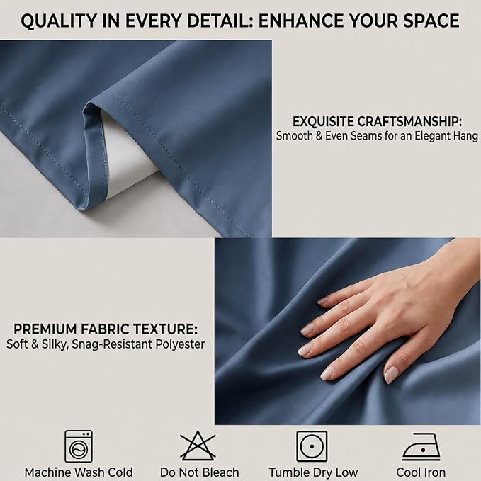 Navy Blue and Black Curtains for Living Room 63 Inch Length Ombre Curtains 2 - Image 5