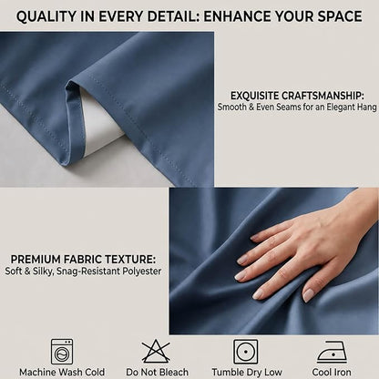 Navy Blue and Black Curtains for Living Room 63 Inch Length Ombre Curtains 2 - Image 5