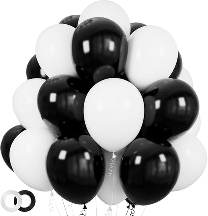 100pcs Black and White Balloons 12 Inch Thickened Latex Balloons by ASIYUHY