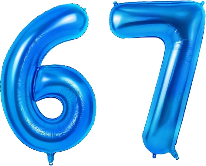 Number 67 Balloons for 67th Birthday Party Decorations, 0-100 Large No.67 by Joycard