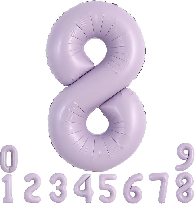 TONIFUL 40 Inch Pastel Purple Number 8 Balloon – Big Lilac Mylar Foil Number by TONIFUL