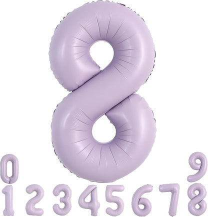 TONIFUL 40 Inch Pastel Purple Number 8 Balloon – Big Lilac Mylar Foil Number by TONIFUL