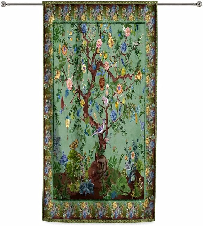 HMS Happy Memories Door Curtain, Tree of Life, 1 Panel | Rod Pocket, Thermal by HMSHappyMemoriesHomeDecorations