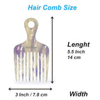 14MX hair picks for women, hair picks for curly, wide tooth comb for curls, afro pick, Acetate comb 5.5 inches(14 cm) (White purple, 1 PACK)