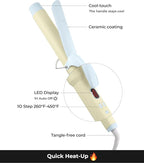 Curling Iron 1 1/2 Inch - 7.3" Long Barrel Ceramic Hair Curler for Blowout, Beach Waves - Curling Wand Designed for Long Hair - Marshmallow