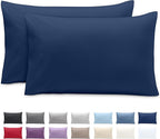 Bare Home Microfiber Pillow Cases - King 20x40 - Cooling Pillowcases - Double Brushed - Easy Care - Envelope Closure (King Pillowcase Set of 2, Dark Blue)