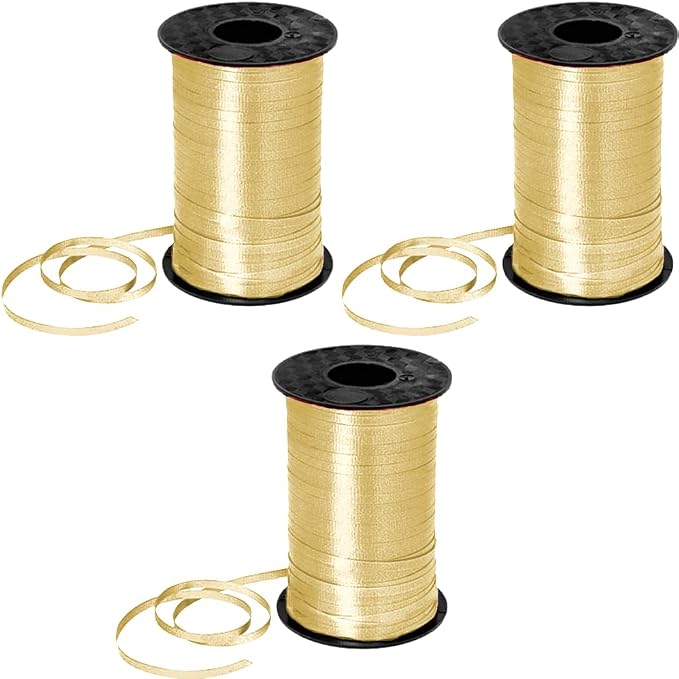 PMU 1500 Yards x 3/16in Gold Crimped Curling Ribbon String by PMU