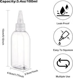 Cosywell Paint Bottles 4Pack 100ml/3.4oz Empty Squeeze Bottles Leak-Proof Refillable Plastic Hair Color Applicator Bottle Paint Storage Containers for Paint Art Crafts Shampoo Liquids(Clear)
