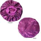 VEYRNEIC Hair Satin Bonnet for Sleeping Shower Caps Silk Chemo Caps with Wide Elastic Band Night Sleep Cap Bonnets for Black Women Braids (Dark Purple)