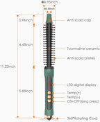 Mini Thermal Round Brush, 0.35 Inch Barrel Volume Heat Styling Brush for Men and Women Short Thin Curly Straight Hair, Heated Curling Iron,12 Temperature Setting (0.95 Inch with Bristles)