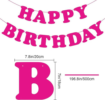 Pink Happy Birthday Banner Sign Happy Birthday Bunting Banner Flag Garland - Image 2