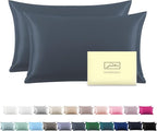 Silk Pillow Cases 2 Pack Soft Breathable and Sliky King Size Pillow Cases Set of 2,Natural Mulberry Satin Silk Pillowcase with Hidden Zipper for Hair and Skin (Space Grey,20"X 36",2pcs)