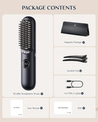 Fanttik Solo I10 APEX Portable Hair Straightener Brush, Cordless Straightening Comb with 113% Larger Heating Area, LED Display & Ceramic Coating, Ionic Technology & Safe Mode - Midnight