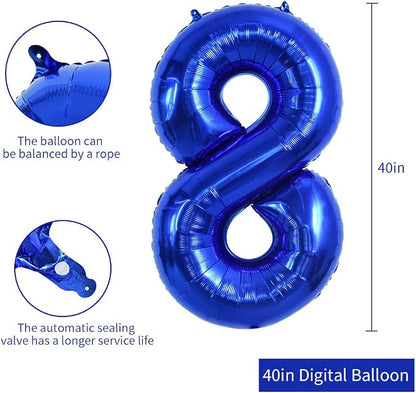 TONIFUL 40 Inch Navy Blue Number 8 Balloons Large Foil 8th Birthday Decor | - Image 2